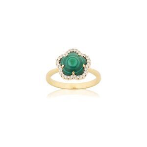 Jankuo Flower 14K Plated Synthetic Emerald Cz Statement Ring